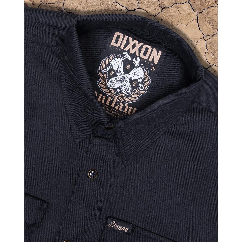 DIXXON Flannel Sz XL Outlaw 2023 10 Year Anniversary Gold Snap Solid Black BNIB - Picture 2 of 3